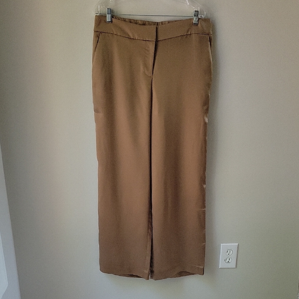 Talbots NWT Gold Wide-Leg Dress Pants Womens Sz 12 Satin Holiday Cocktail Formal